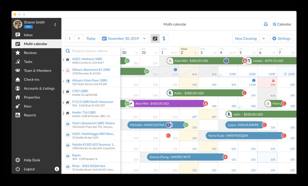 iGMS multi-calendar dashboard