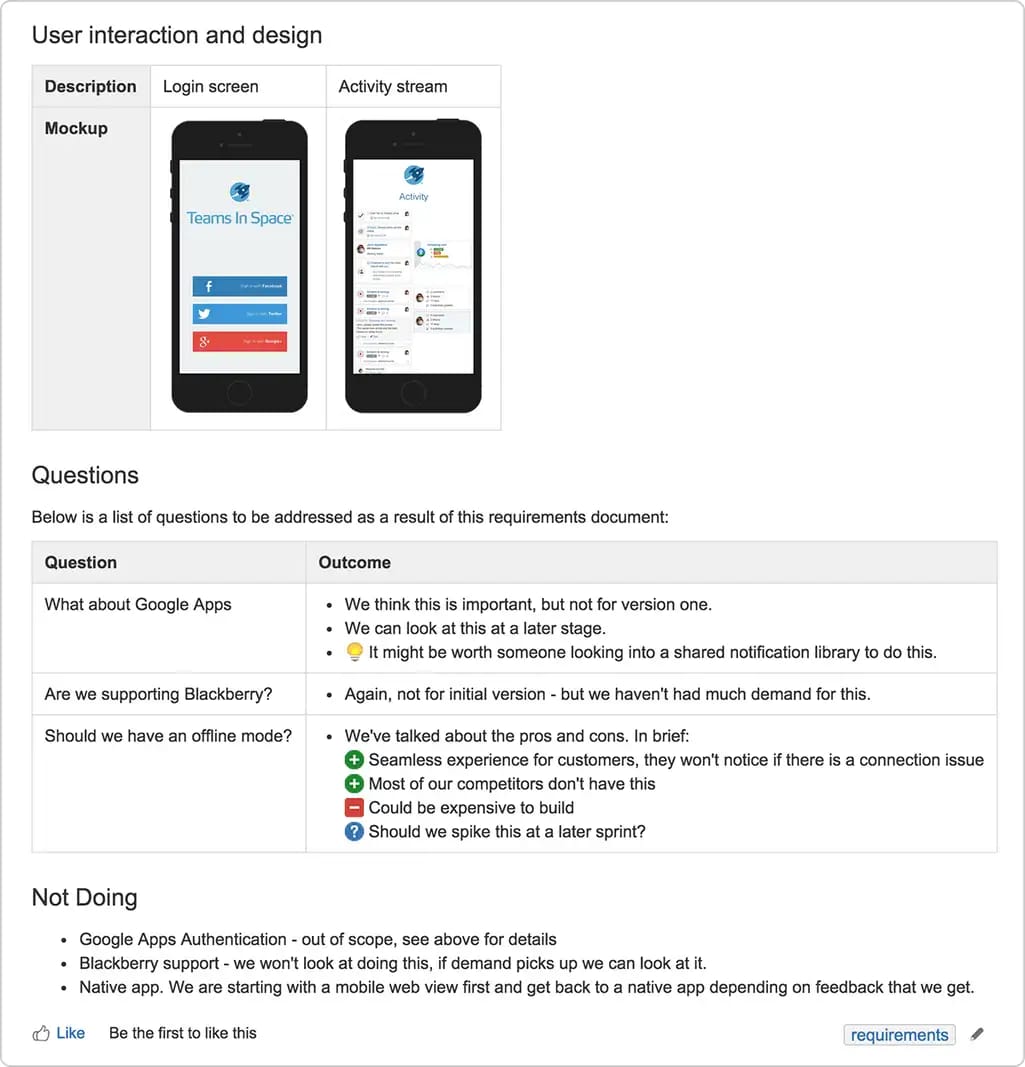 Technical documentation example user interaction and design