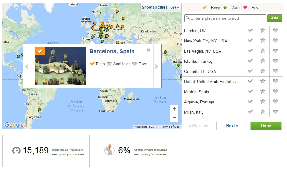 Travel map