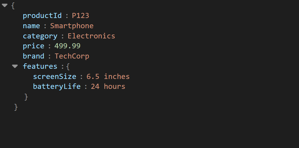 JSON data for an ecommerce store’s smartphone product
