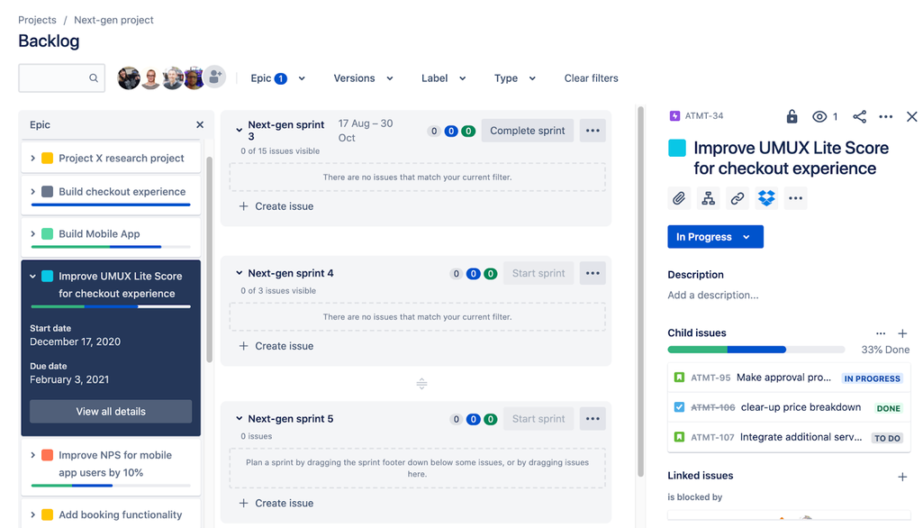 Epic details in Jira