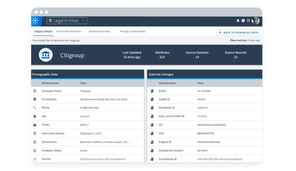 Tamr’s data product template interface.