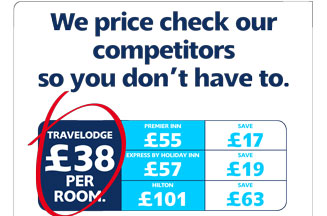 Price comparison ad by Travelodge
