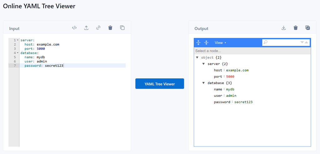 Sample YAML configuration file for an application