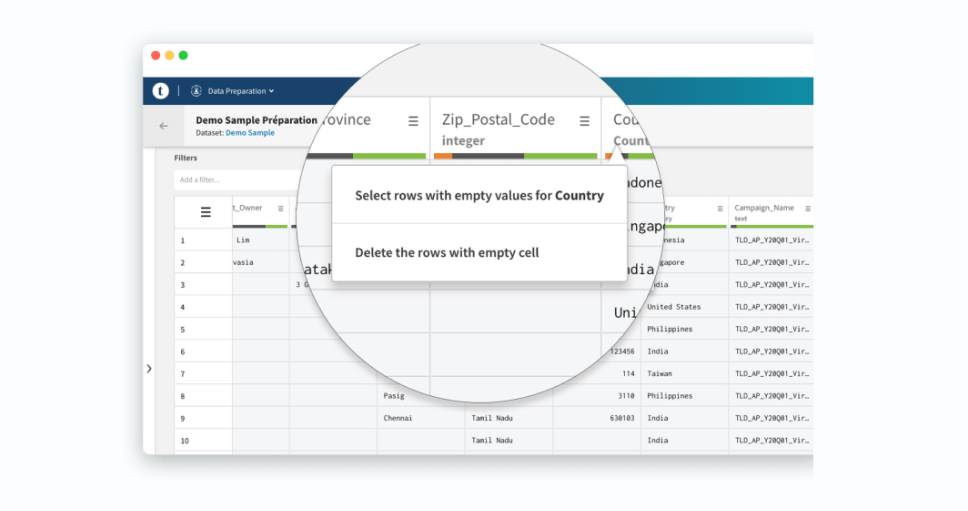 Talend Data Preparation feature.